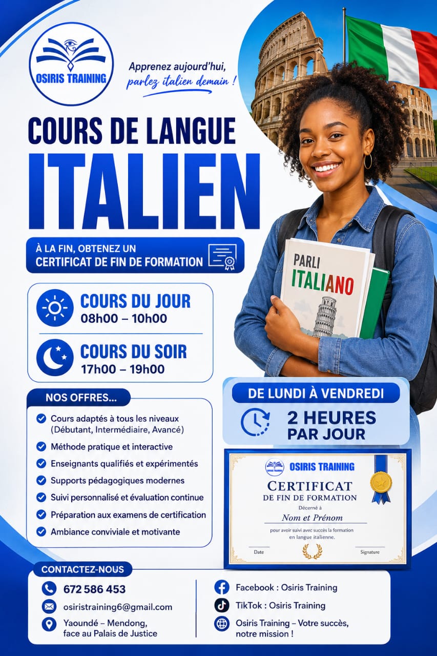Affiche cours d'italien OSIRIS TRAINING
