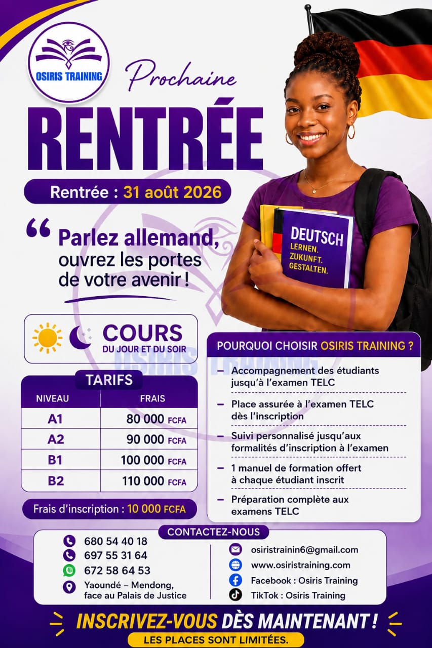Affiche rentrée allemand OSIRIS TRAINING 31 août 2026